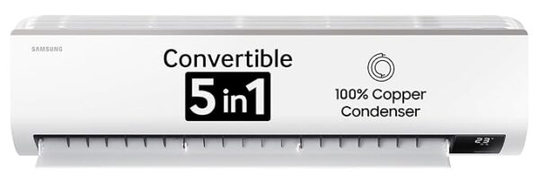 Samsung 1.5 Ton 5 Star Inverter Split AC (Copper, Convertible 5-in-1 Cooling Mode, Anti-Bacteria, 2023 Model AR18CYNZABE White)